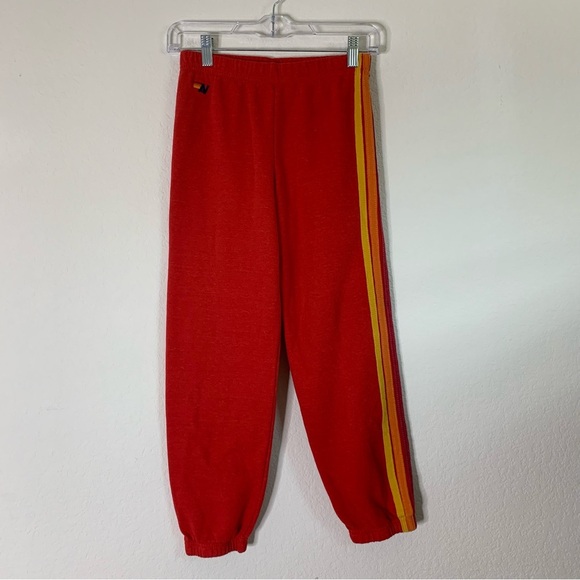 Aviator nation kids red 5 stripe sweatpants 12 - Picture 1 of 9